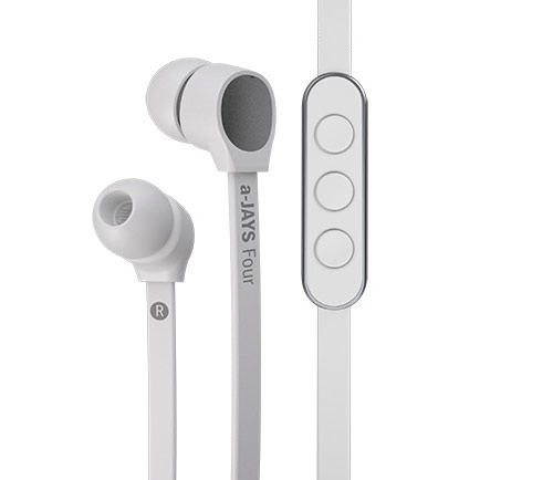 NEW a JAYS FOUR WHITE NOISE CANCELLING HEADPHONES FOR iPHONE iPOD iPAD 