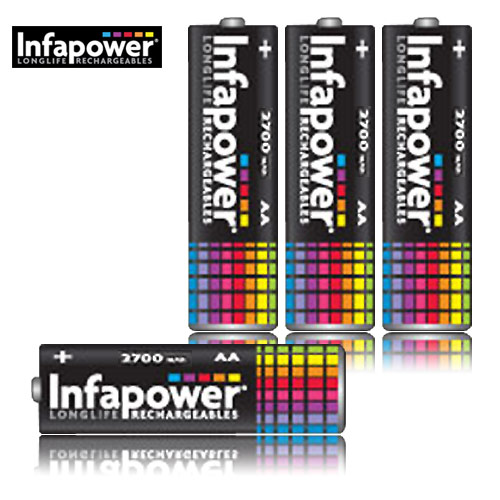 INFAPOWER 1 HOUR HOME CHARGER & 4 x 2700mAh RECHARGEABLE AA BATTERIES 